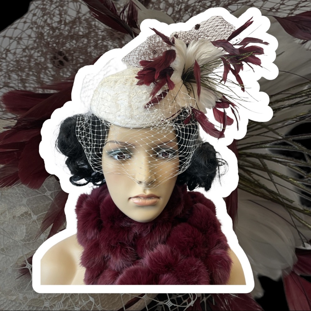 Vintage Netted Feather Lace Fascinator Hat